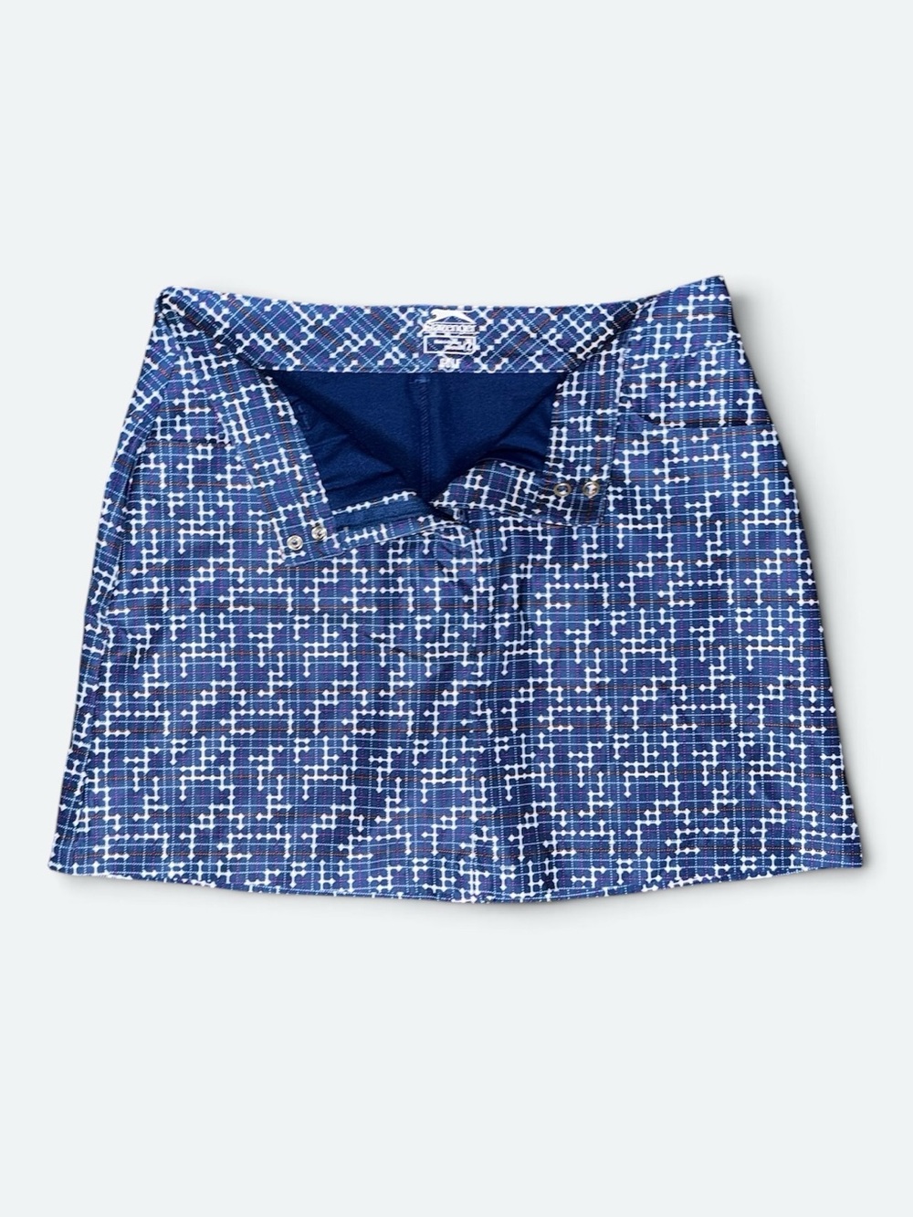Slazenger Golf Skort Size 2 Blue Geometric Athletic Stretch Built-In Shorts EUC - Picture 4 of 7